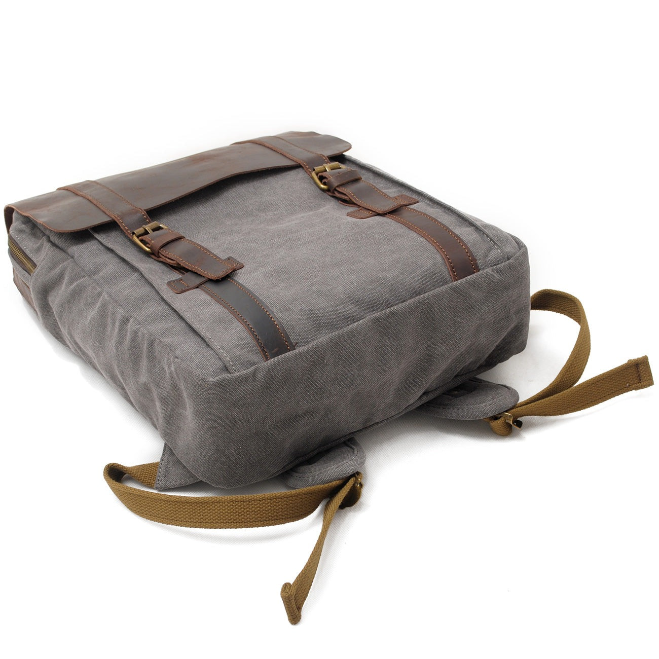 Vintage Leather Canvas Laptop Backpack 18L