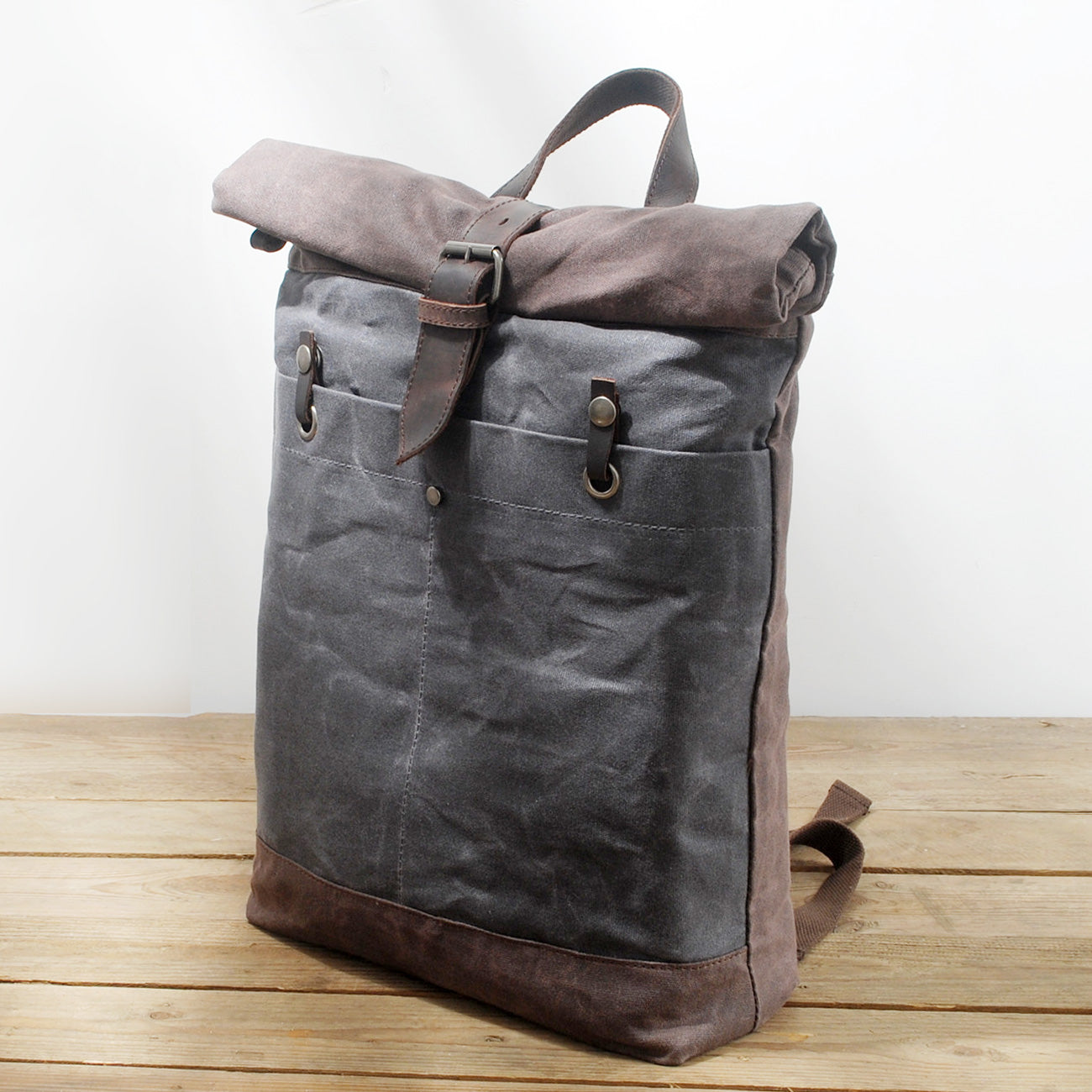 Waterproof Waxed Canvas Roll Top Backpack 18L