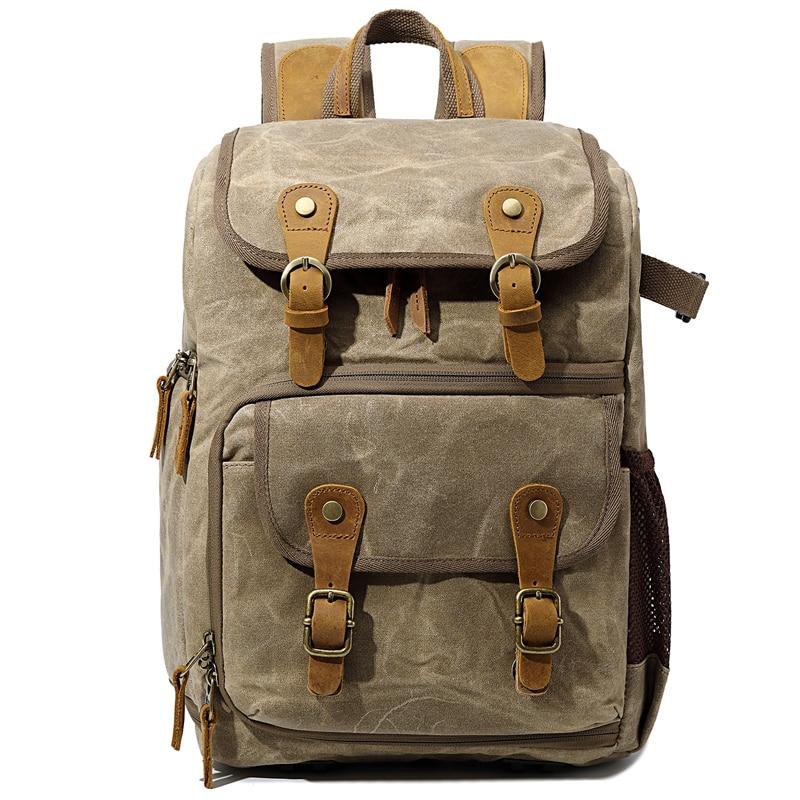 Vintage Waxed Canvas Camera Backpack