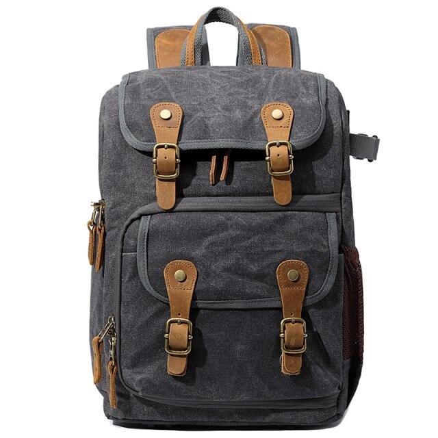 Vintage Waxed Canvas Camera Backpack