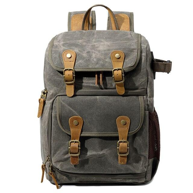 Vintage Waxed Canvas Camera Backpack