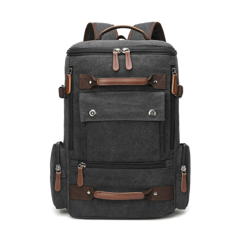 bronze times tm premium shockproof canvas laptop backpack travel bag High Capacity Canvas Travel Backpack 23L - Front Pocket, Lightweight, With Laptop Compartment - Travel, School