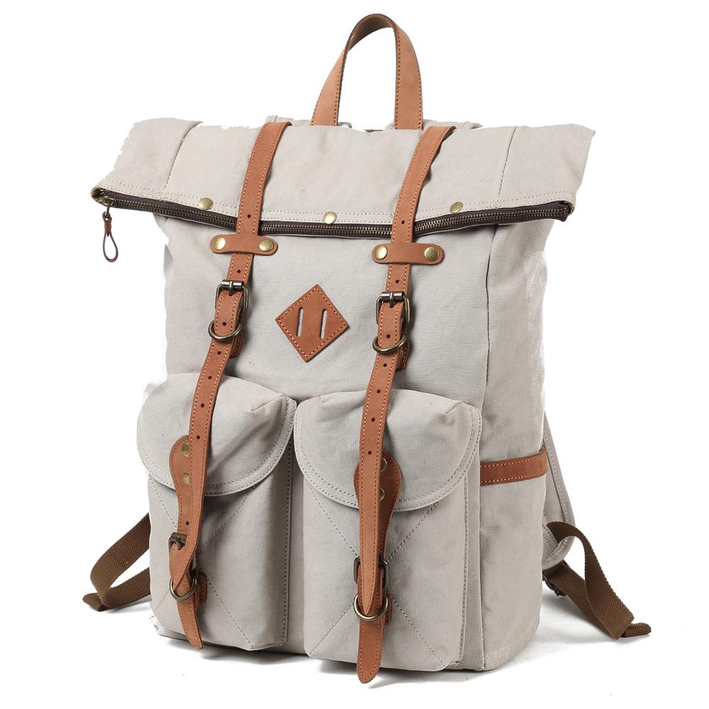 Vintage Canvas Roll Top Laptop Backpack