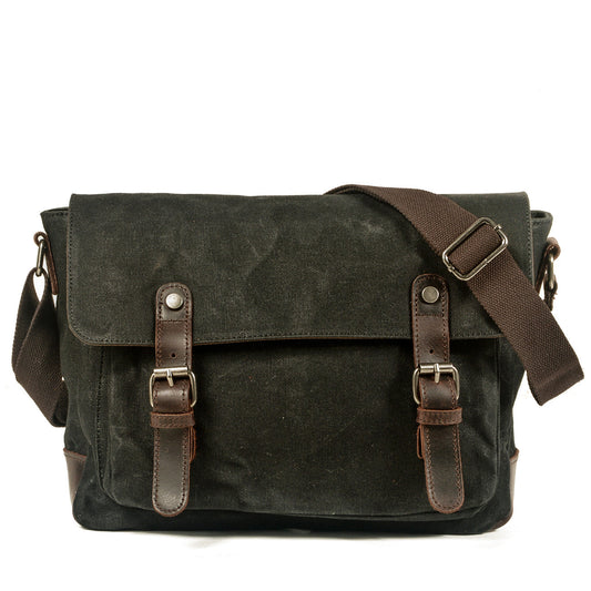 Waxed Canvas Messenger Crossbody Bag 12L