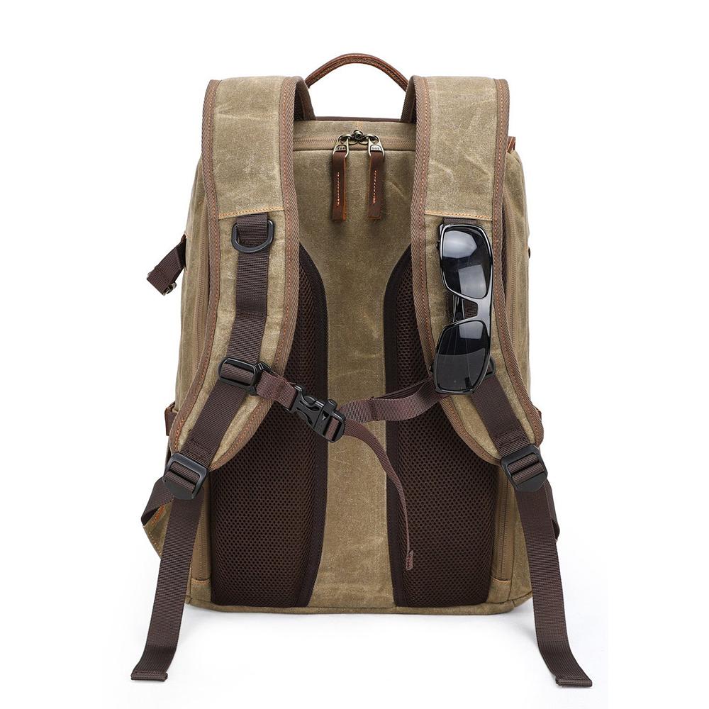 Waxed Canvas Leather Camera Backpack