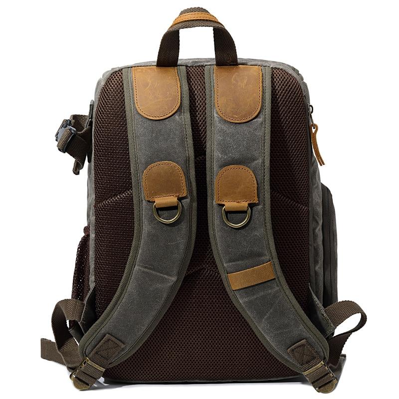 Vintage Waxed Canvas Camera Backpack