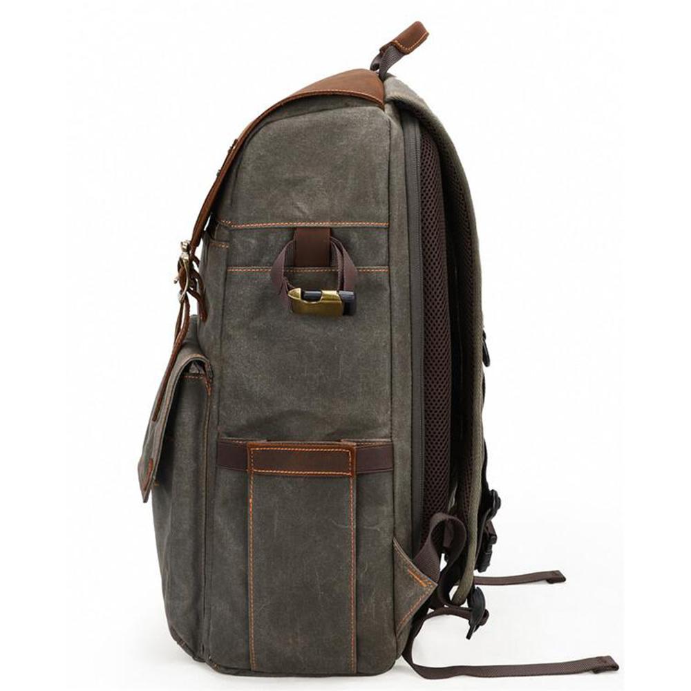 Waxed Canvas Leather Camera Backpack