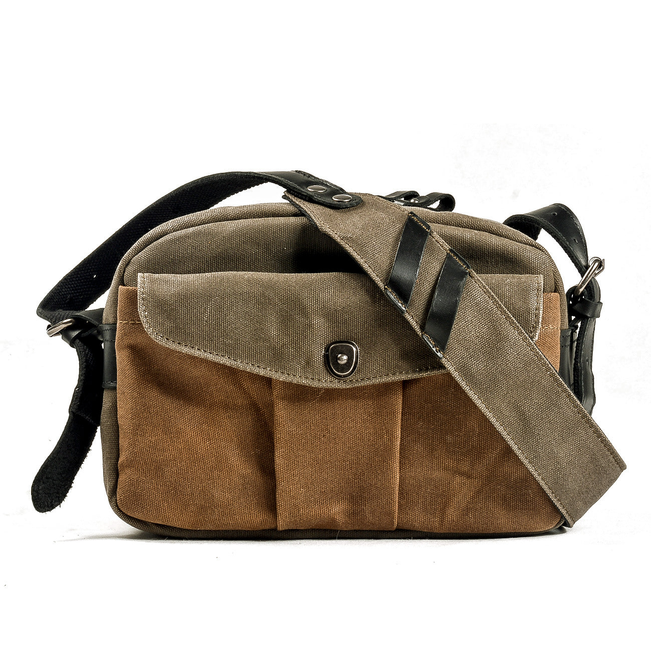camera travel crossbody bag men Litera, Army Green The soft leather handle Waterproof DSLR Shoulder Camera Bag
