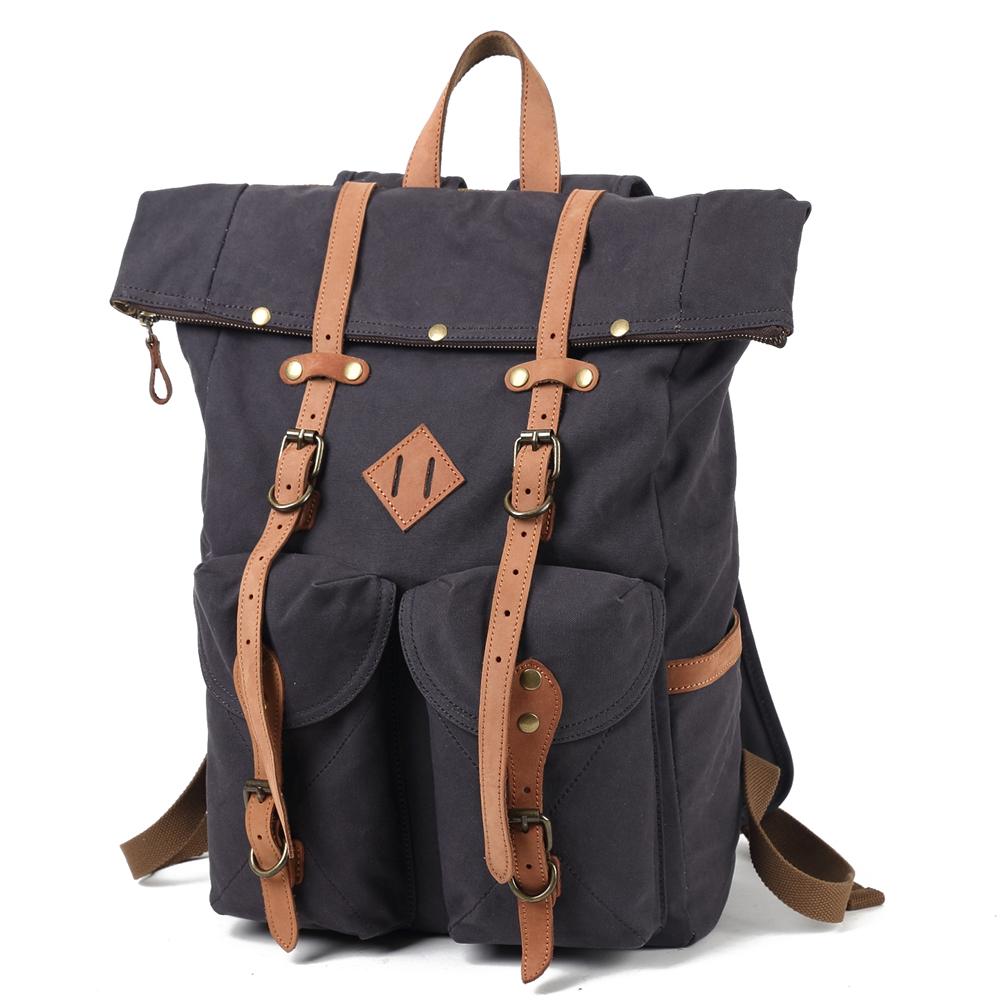 Vintage Canvas Roll Top Laptop Backpack