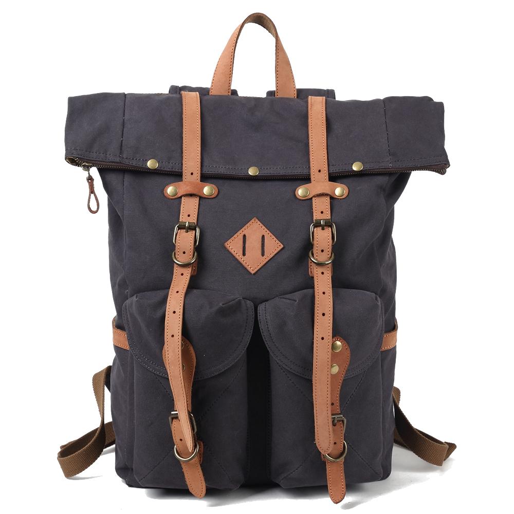 Vintage Canvas Roll Top Laptop Backpack