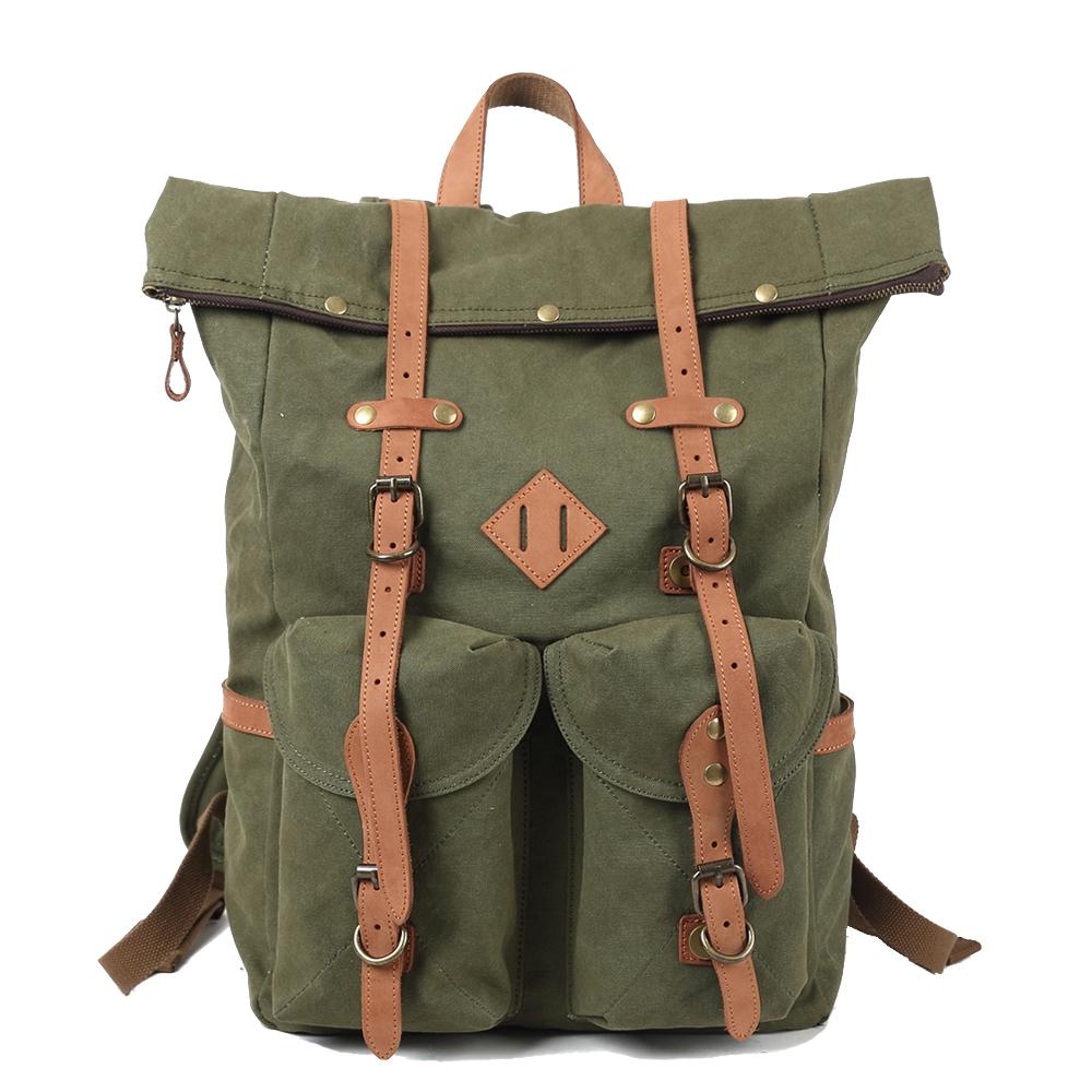 Vintage Canvas Roll Top Laptop Backpack