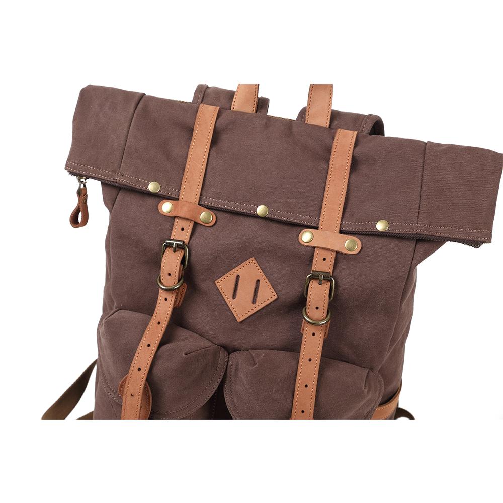 Vintage Canvas Roll Top Laptop Backpack