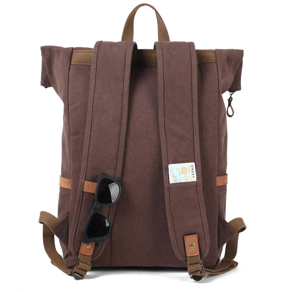 Vintage Canvas Roll Top Laptop Backpack