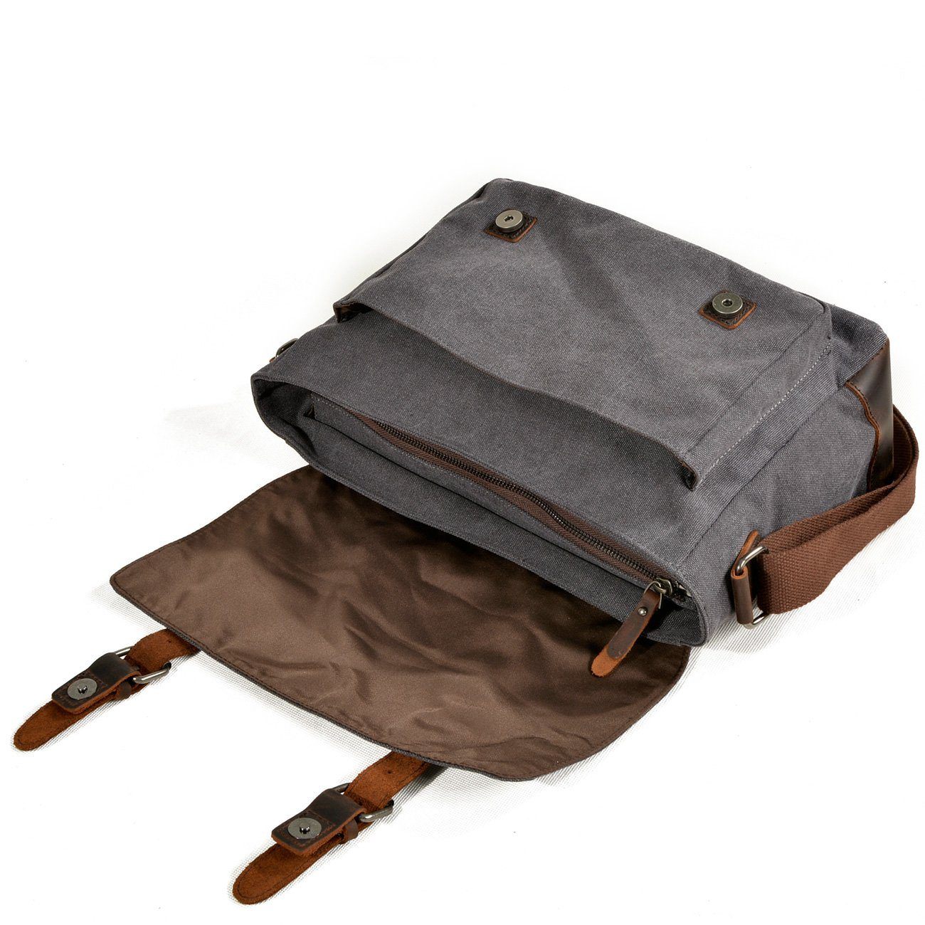 Waxed Canvas Messenger Crossbody Bag 12L