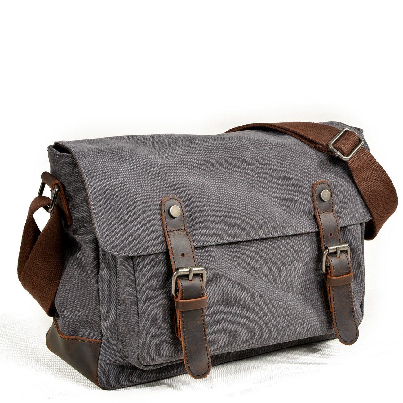 Waxed Canvas Messenger Crossbody Bag 12L