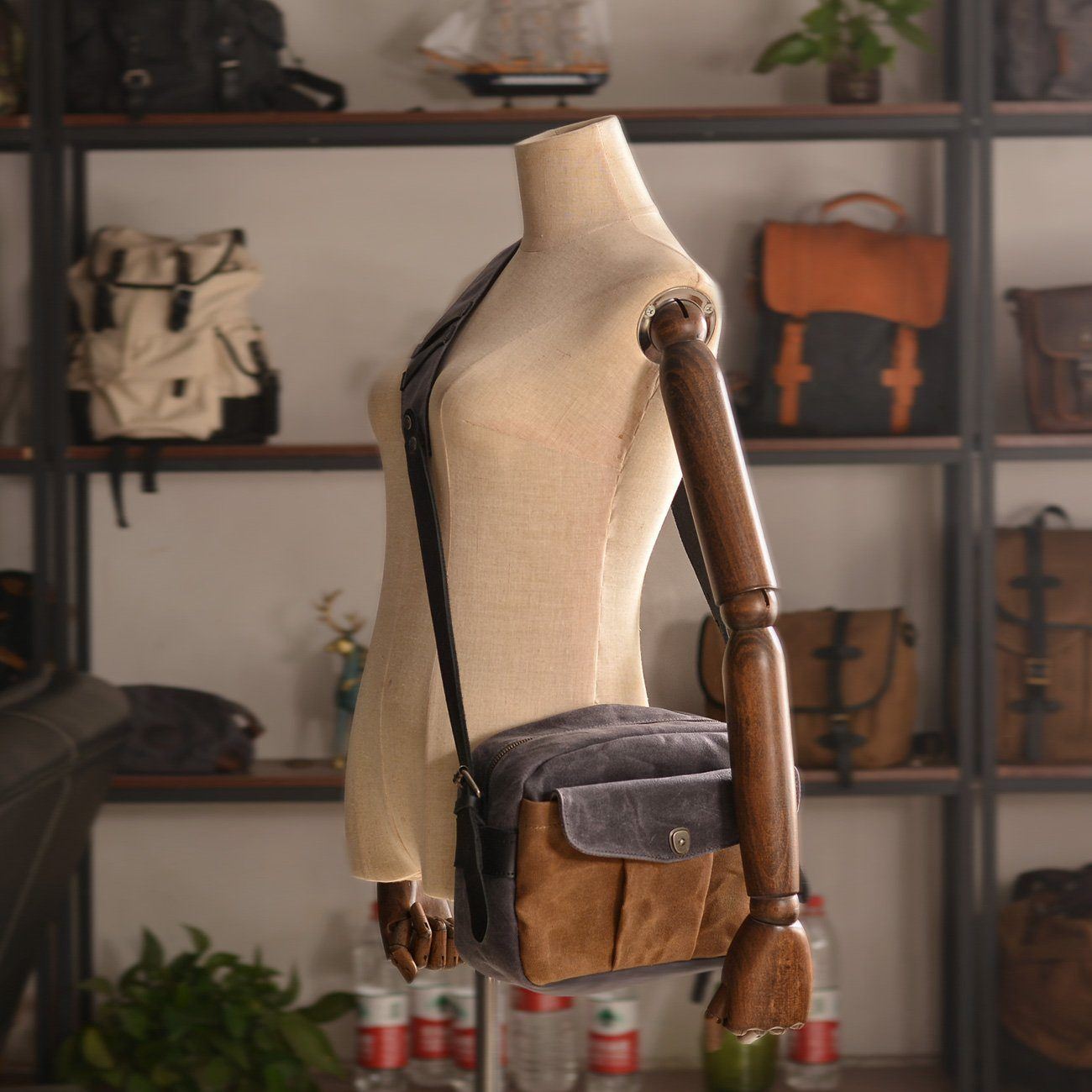 Waxed Canvas DSLR Shoulder Camera Bag 6L