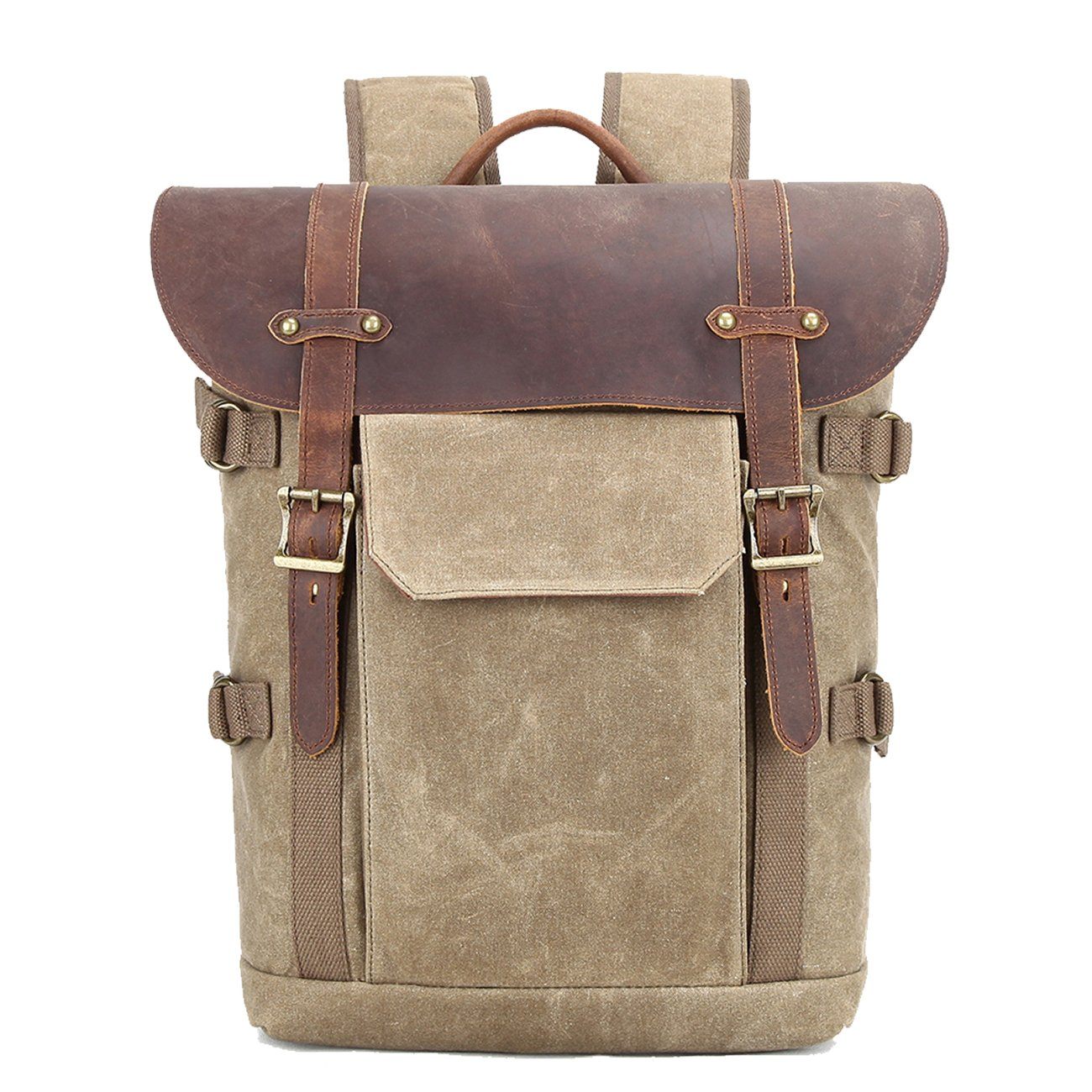 Vintage Canvas Leather Camera Backpack