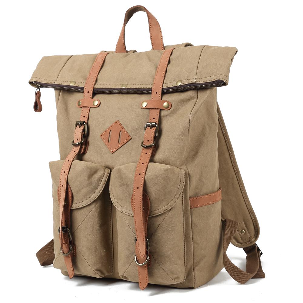 Vintage Canvas Roll Top Laptop Backpack