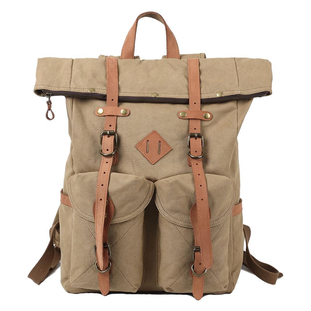 Vintage Canvas Roll Top Laptop Backpack