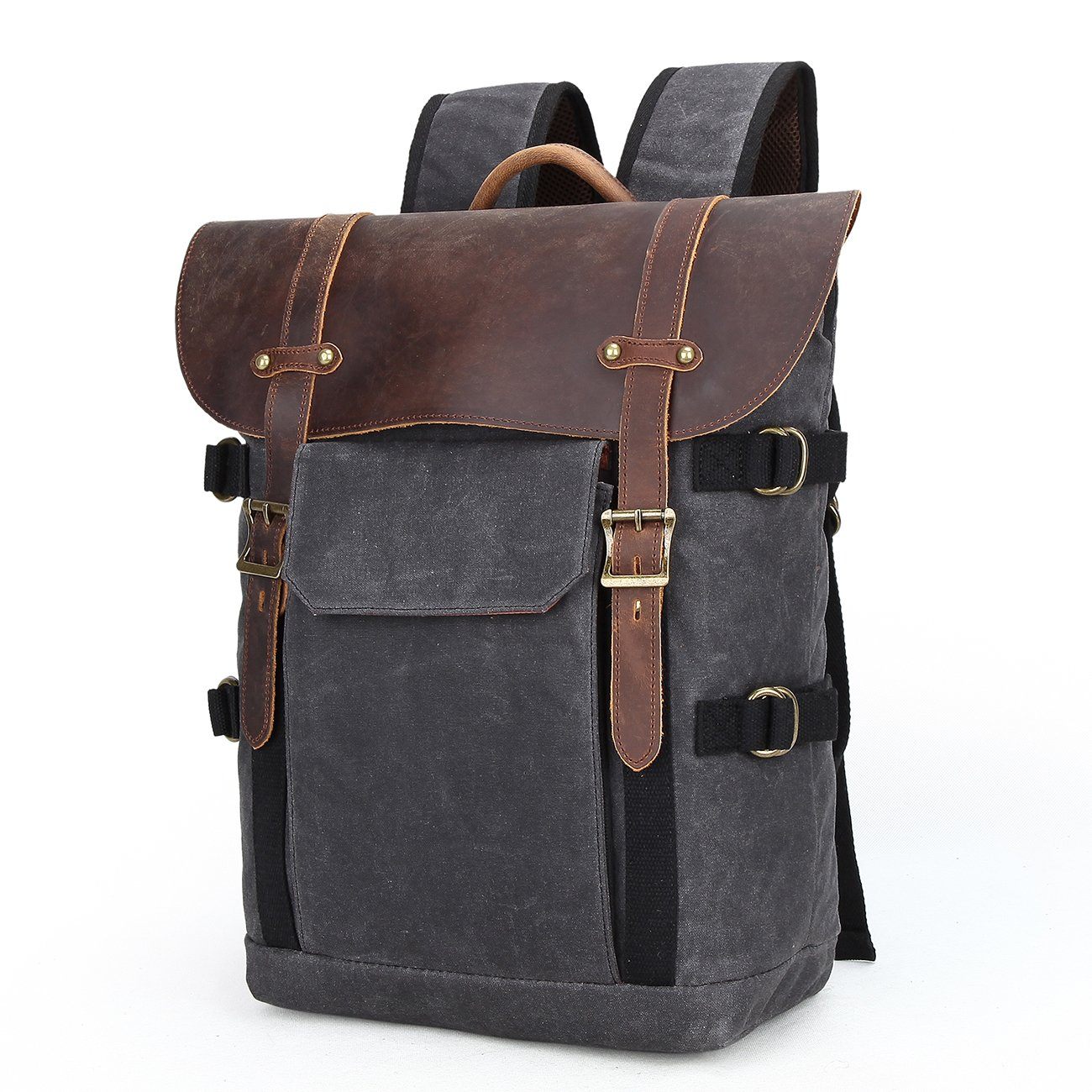 Vintage Canvas Leather Camera Backpack
