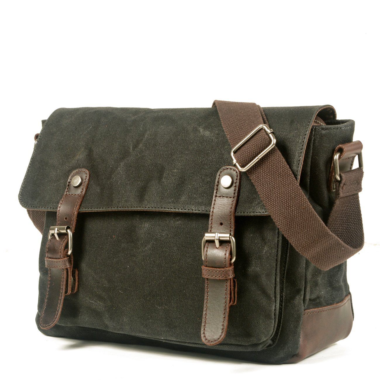 Waxed Canvas Messenger Crossbody Bag 12L