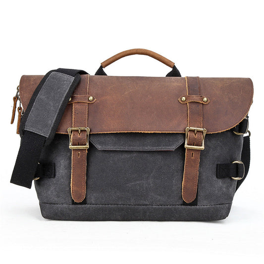 Canvas Leather DSLR Camera Messenger Bag 19L