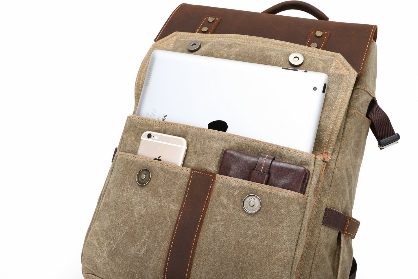Waxed Canvas Leather Camera Backpack