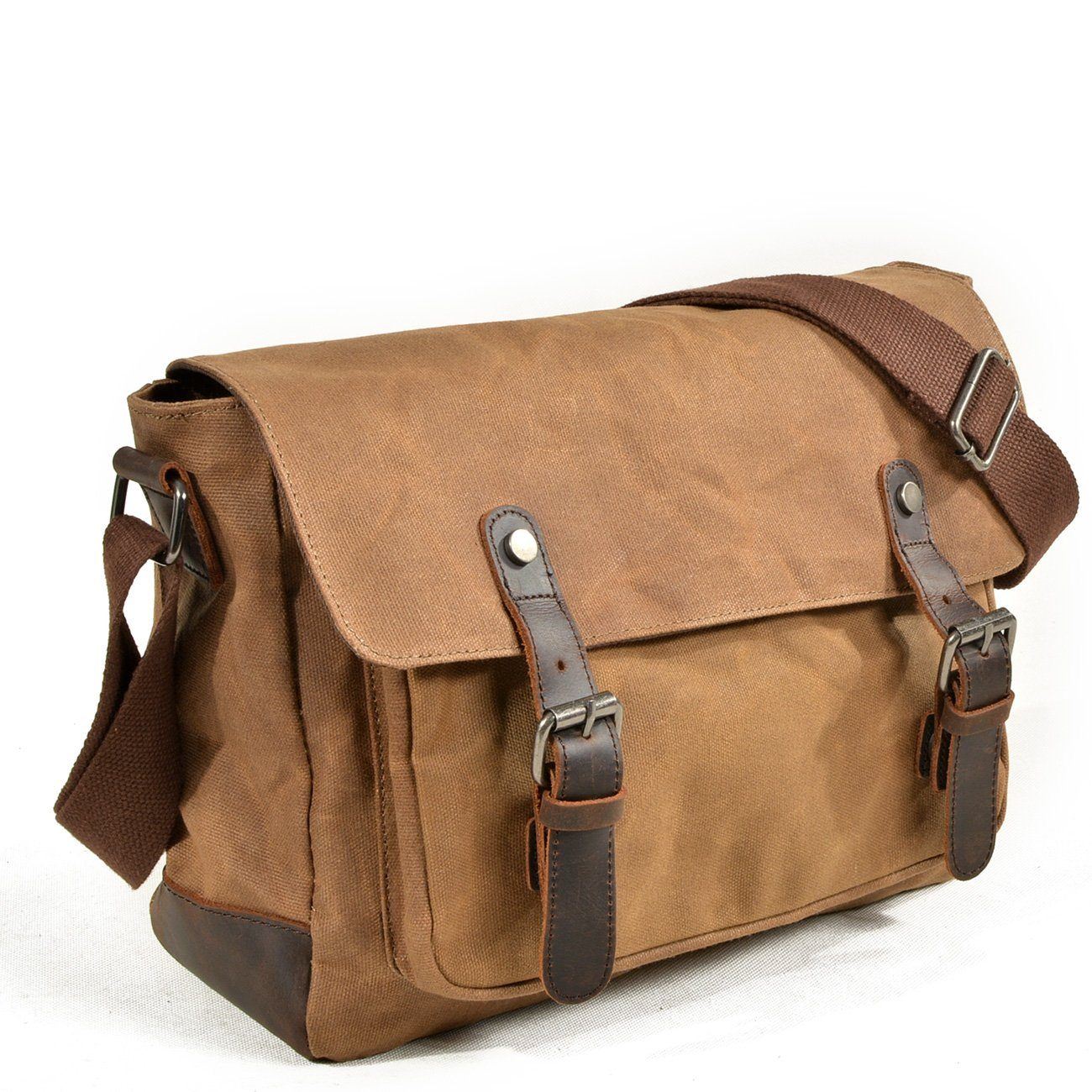 Waxed Canvas Messenger Crossbody Bag 12L