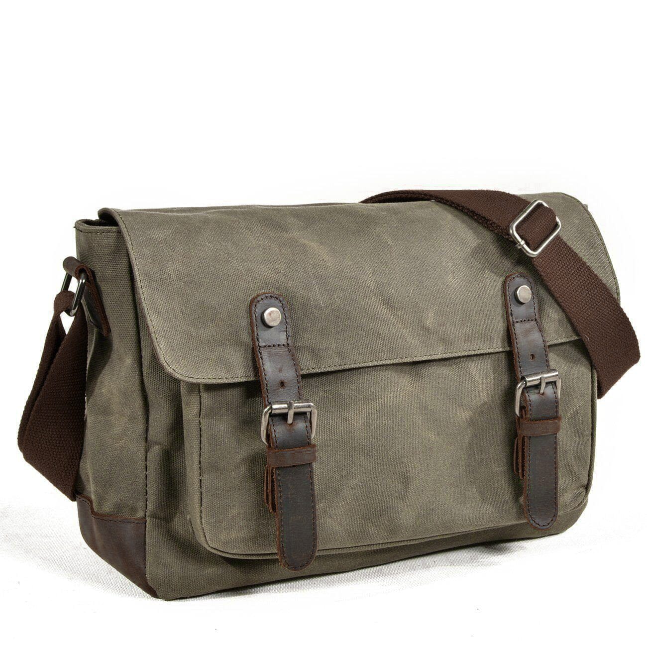 Waxed Canvas Messenger Crossbody Bag 12L