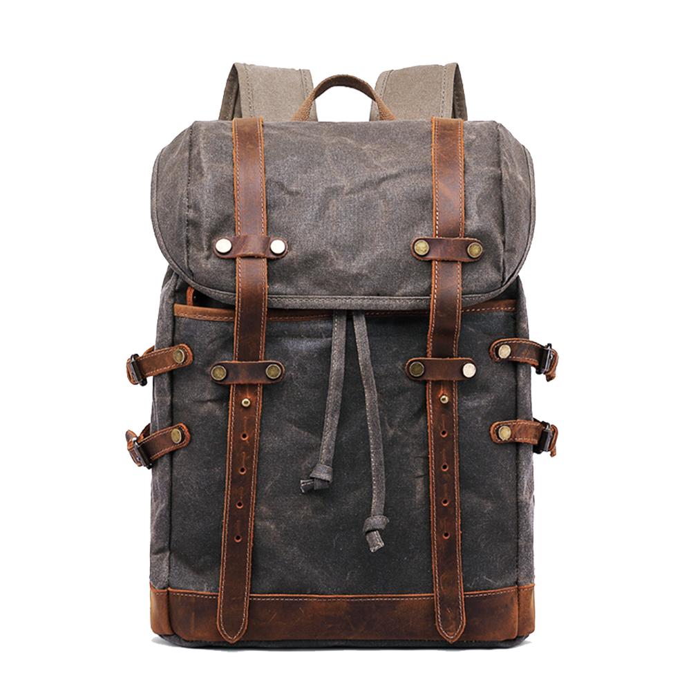 Heavy Duty Gewaxt Canvas Vintage Waterdichte Rugzak voor Mannen Vrouwen Heavy Duty Gewaxt Canvas Vintage Waterdichte Rugzak voor Mannen Vrouwen