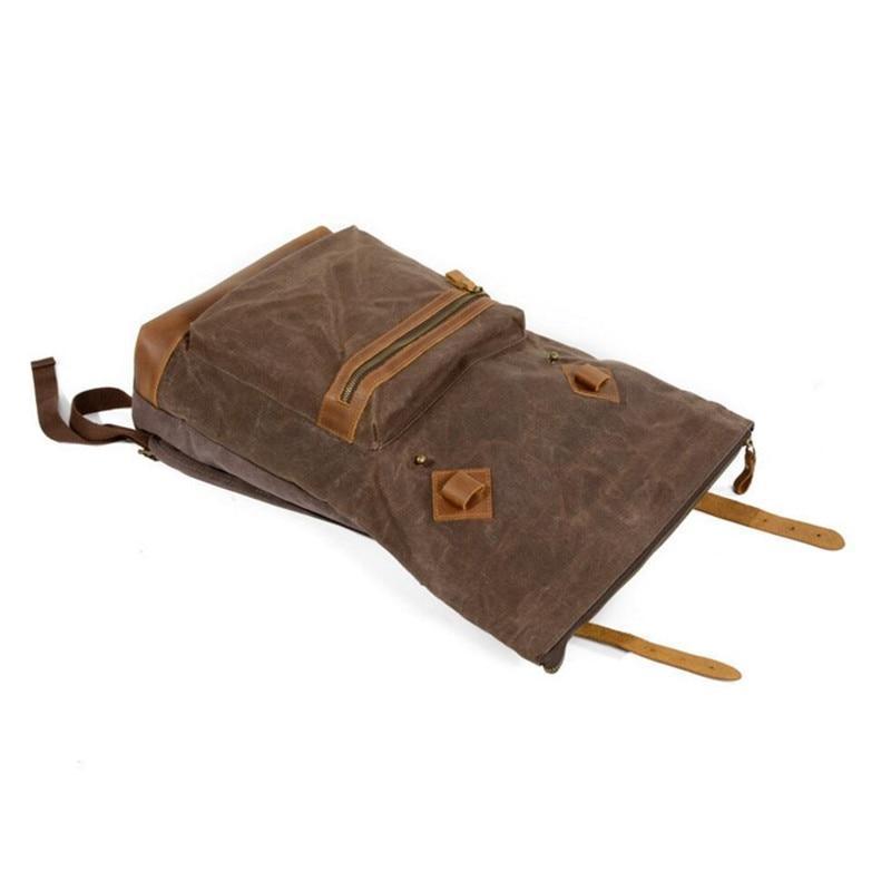Vintage Canvas Leather Roll Top Backpack