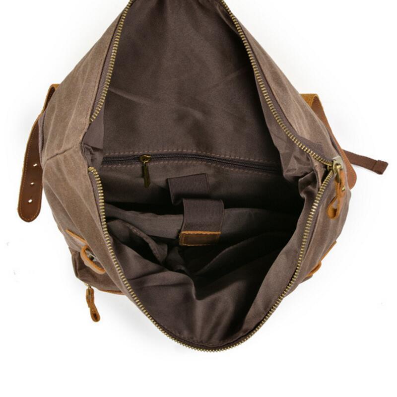 Vintage Canvas Leather Roll Top Backpack