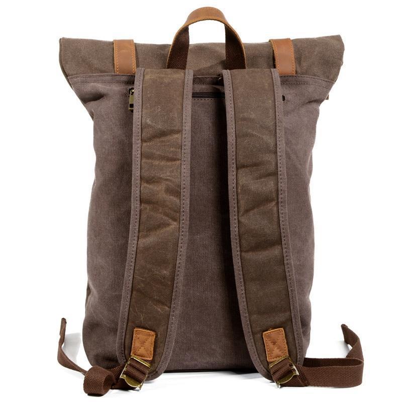 Vintage Canvas Leather Roll Top Backpack