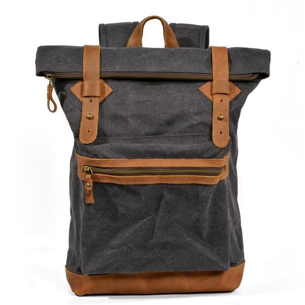 Vintage Canvas Leather Roll Top Backpack
