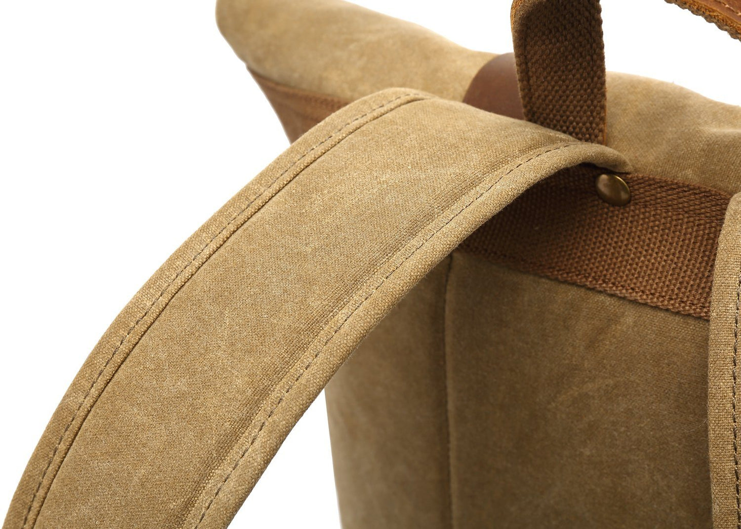 Roll Top Waxed Canvas Leather Backpack