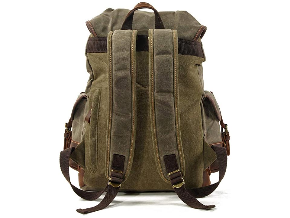 Wax Canvas - Leather Camping Backpack, Green, Brown, Black. –  99percenthandmade