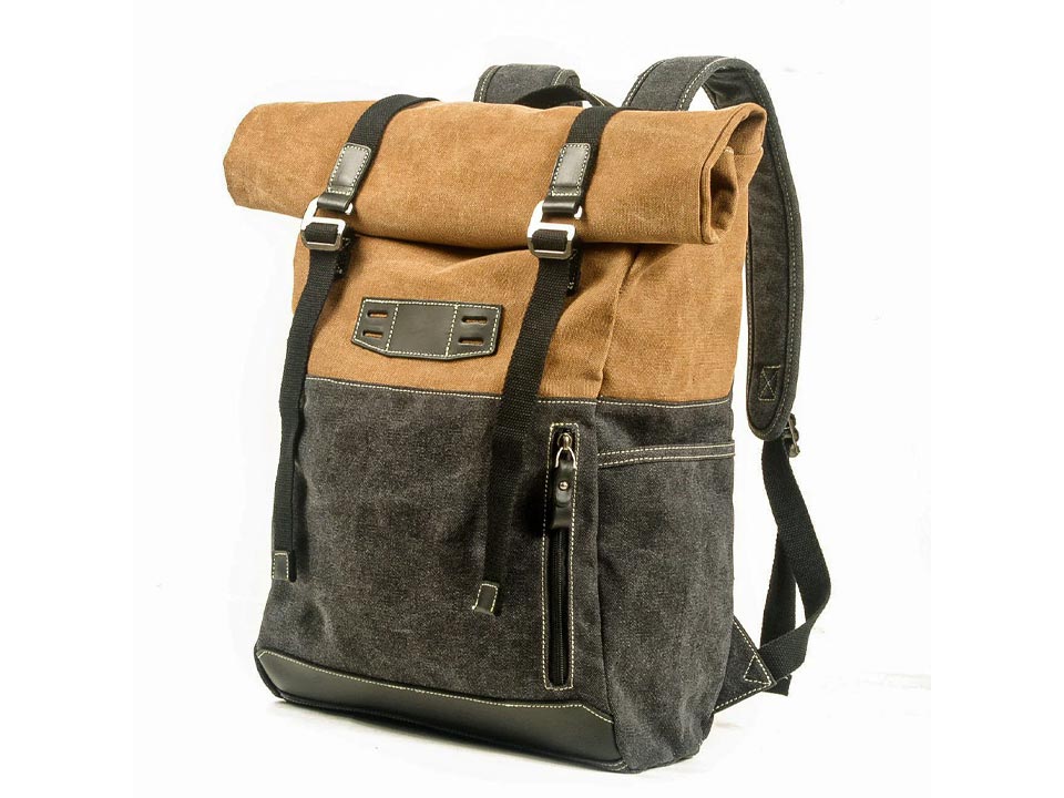 PaCanva Excursion - Vintage Roll Top Canvas Hiking Backpack