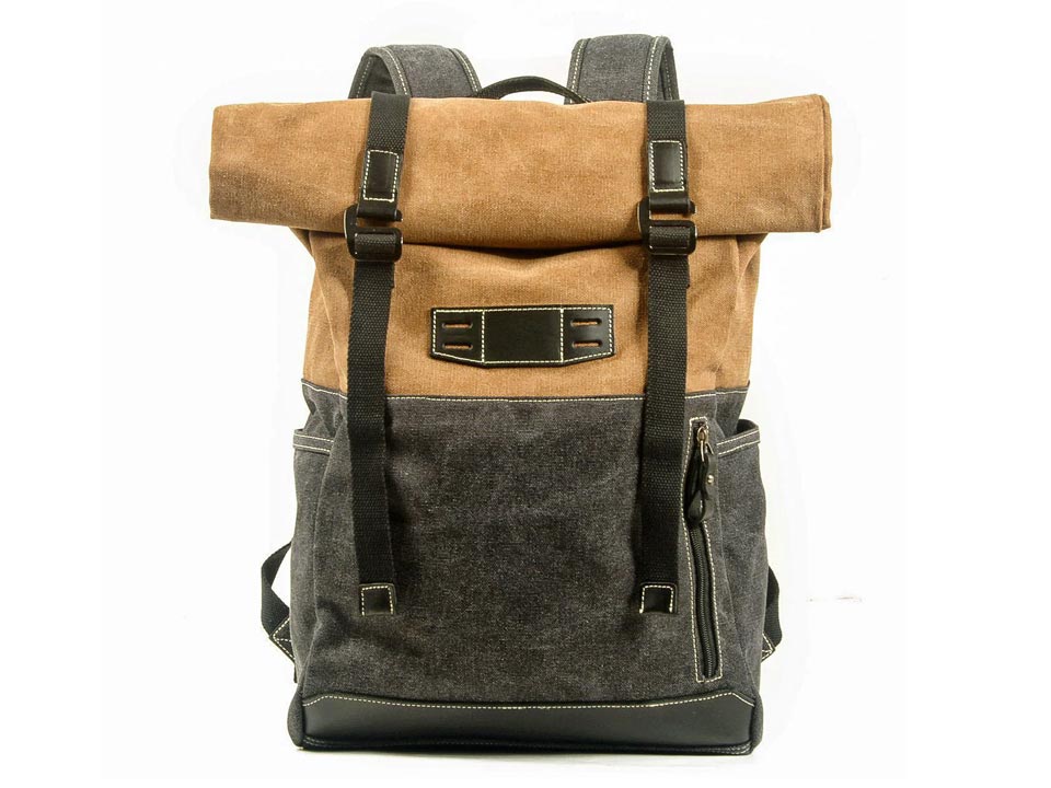 PaCanva Excursion - Vintage Roll Top Canvas Hiking Backpack