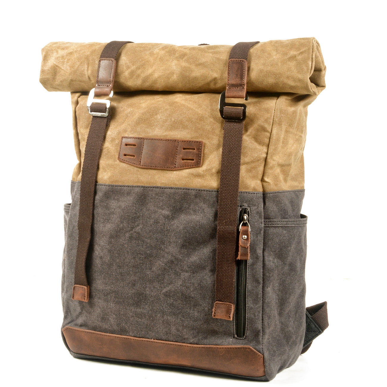 Waxed Canvas Vintage Roll Top Backpack 18L