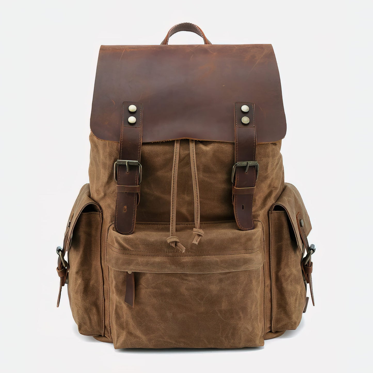 Large Waxed Canvas Leather Backpack