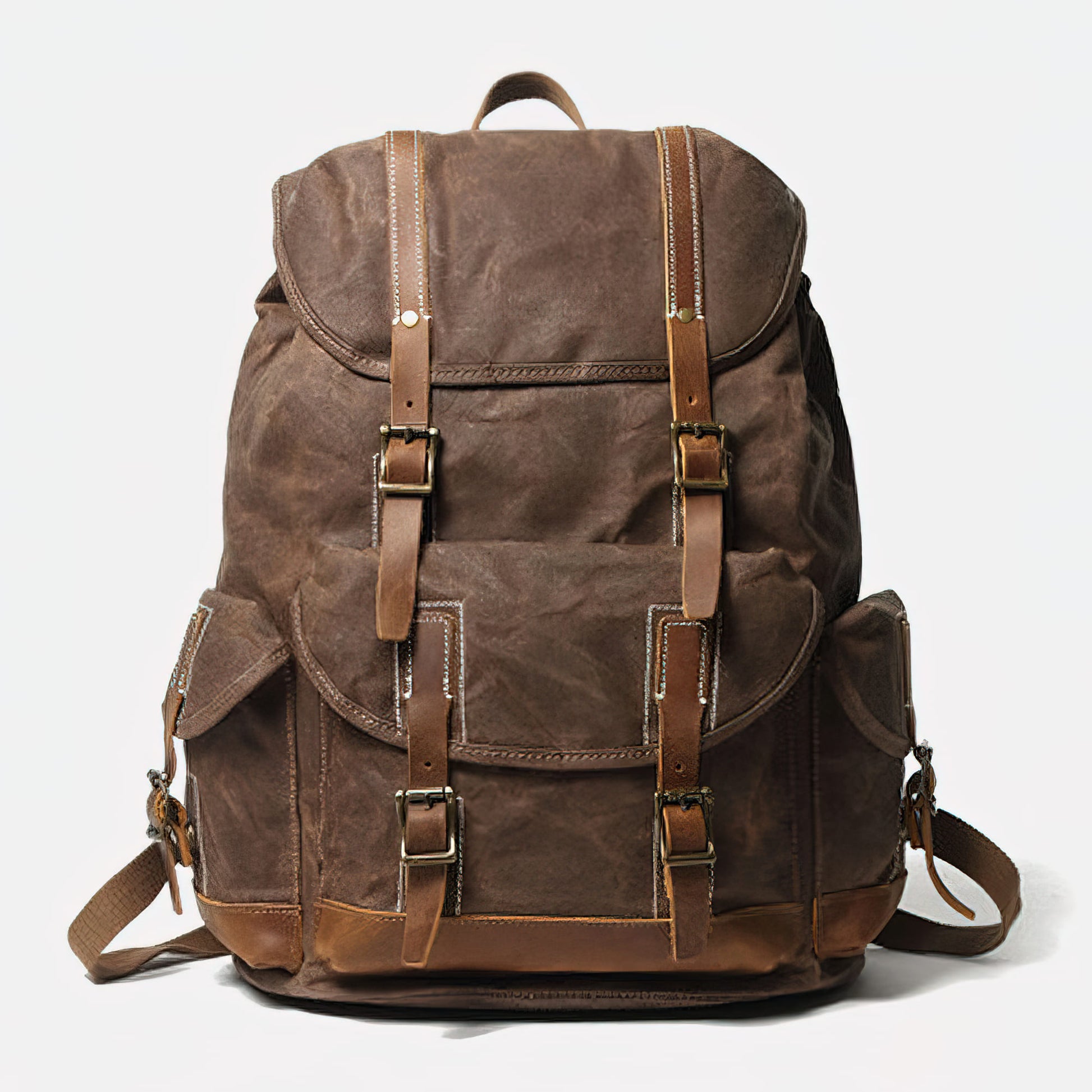 Large Retro Waxed Canvas Leather Backpack 30L