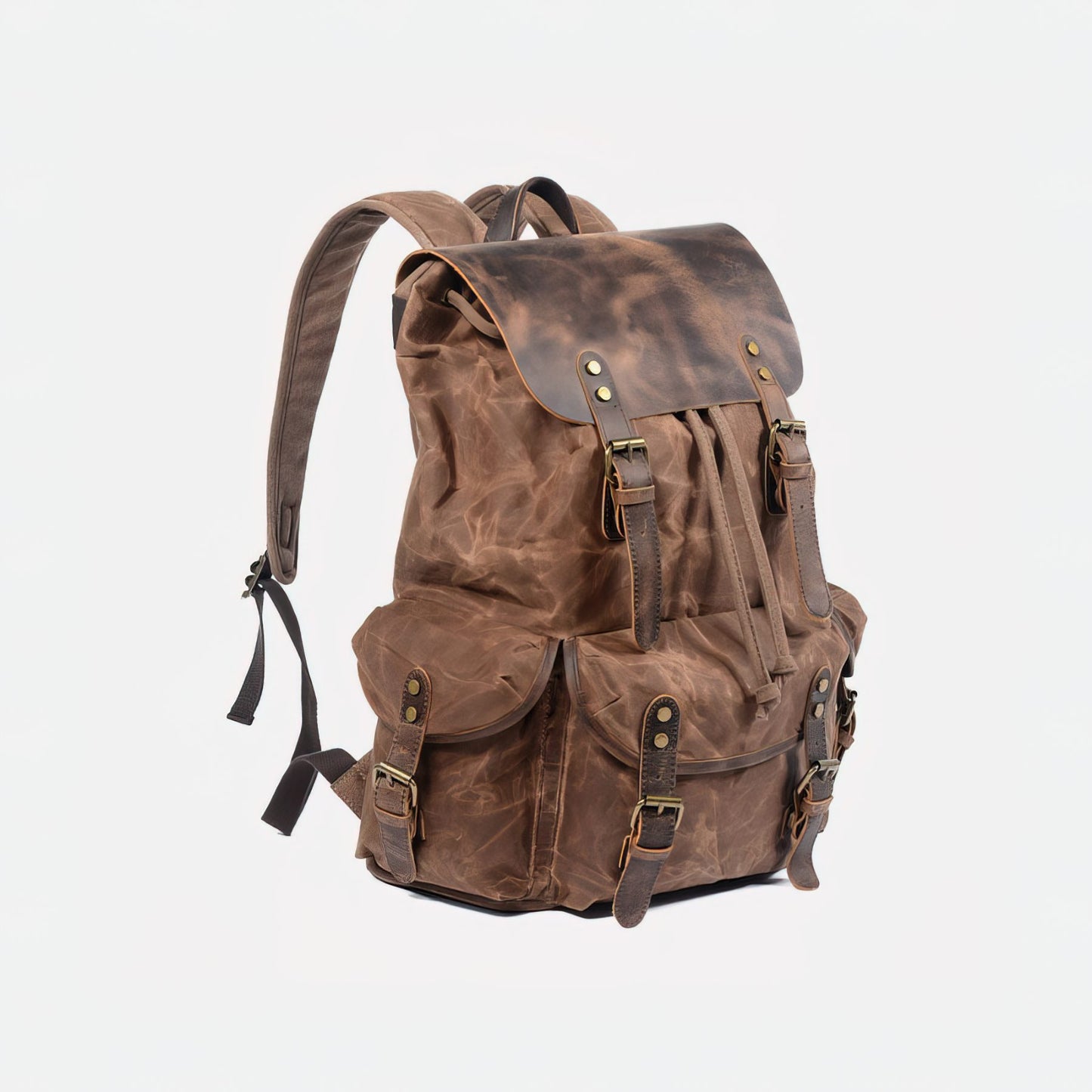 High Capacity Retro Waxed Canvas Leather Backpack