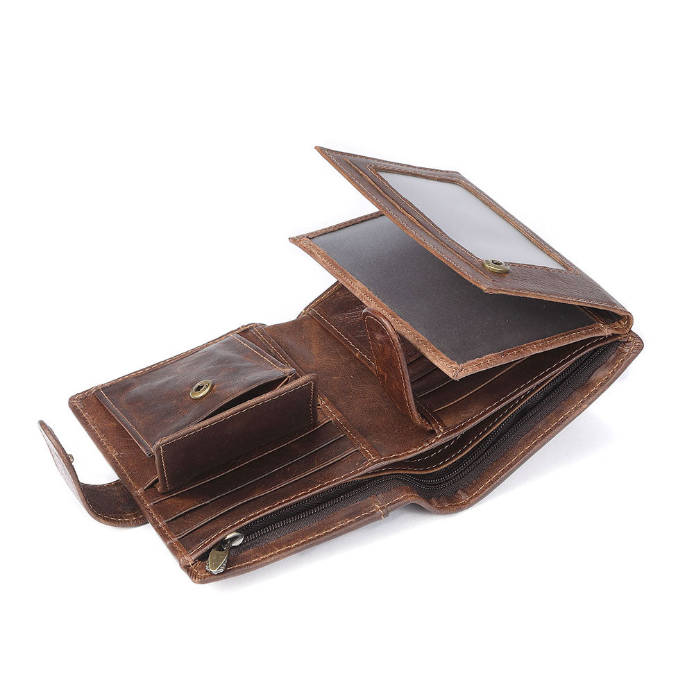 Slim Trifold Genuine Leather RFID Wallet