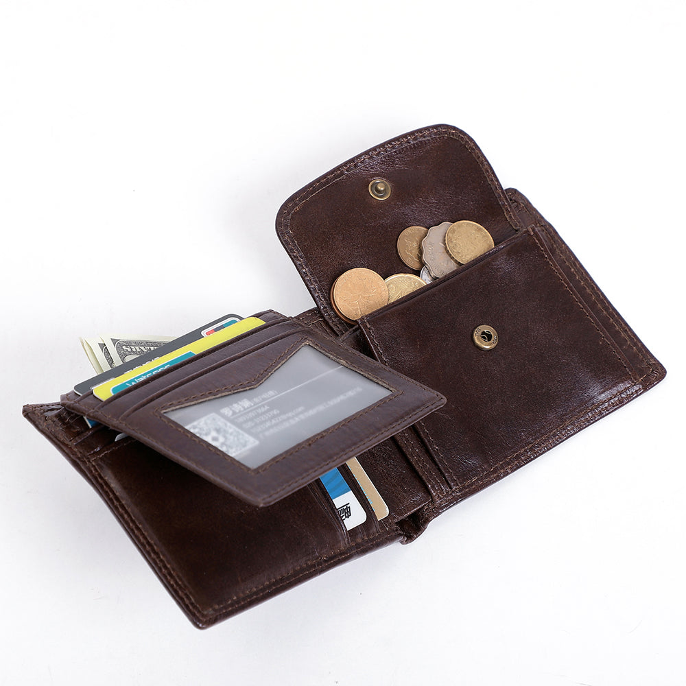 Slim Bifold Genuine Leather RDFI Wallet