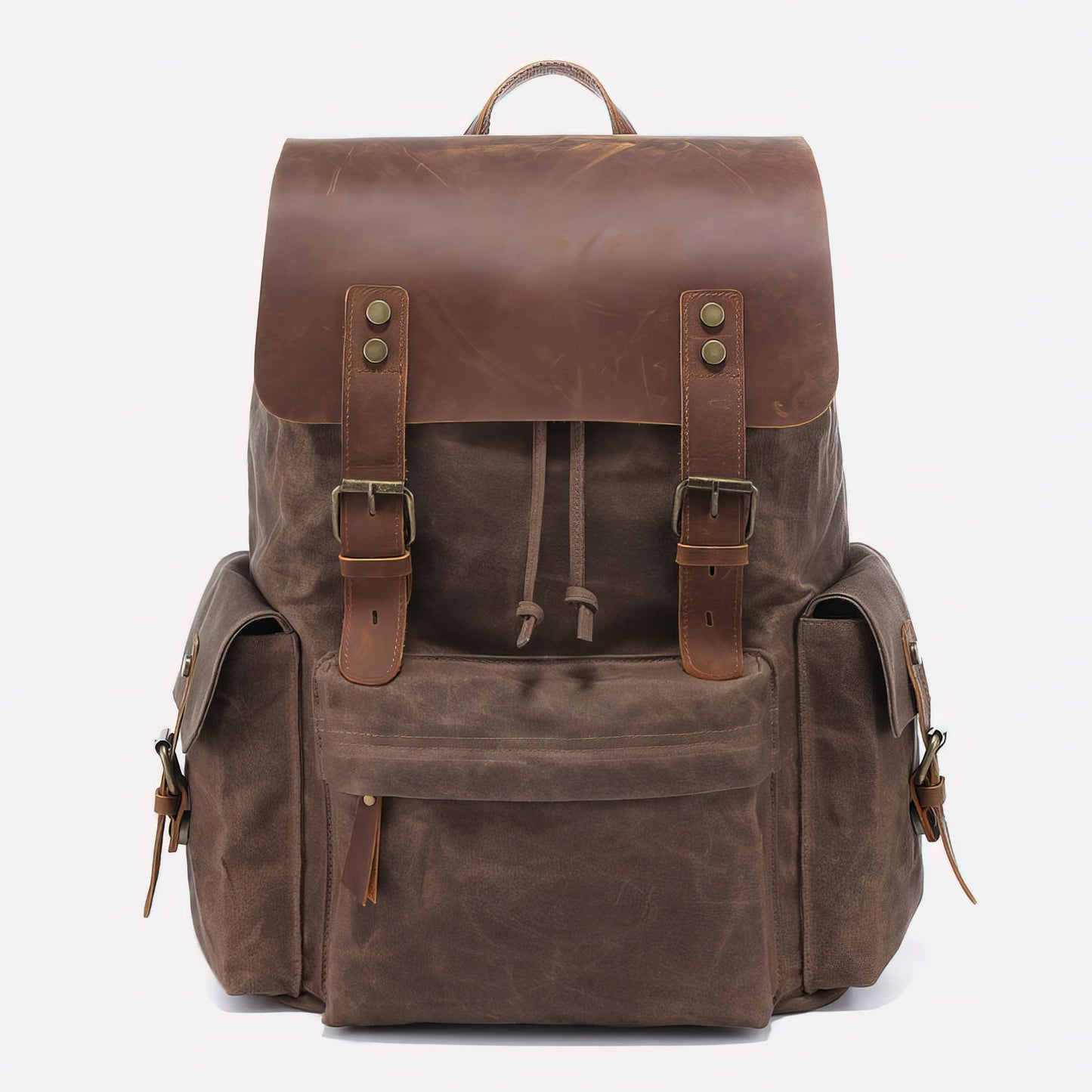 Large Waxed Canvas Leather Backpack