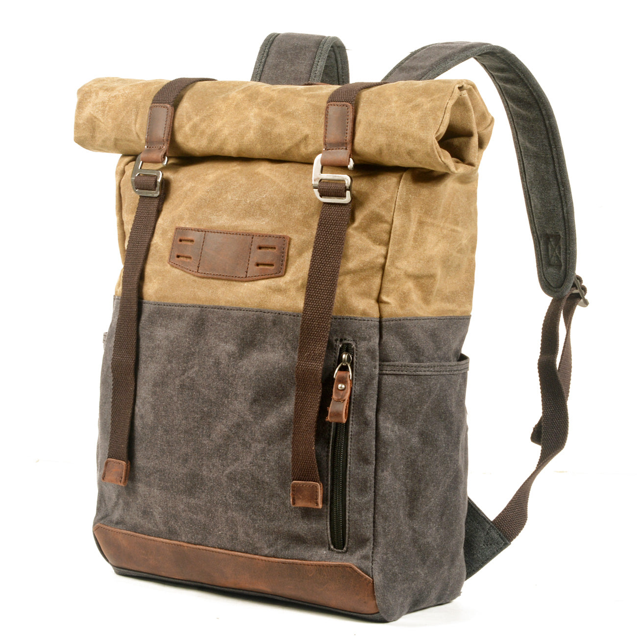 Waxed Canvas Vintage Roll Top Backpack 18L