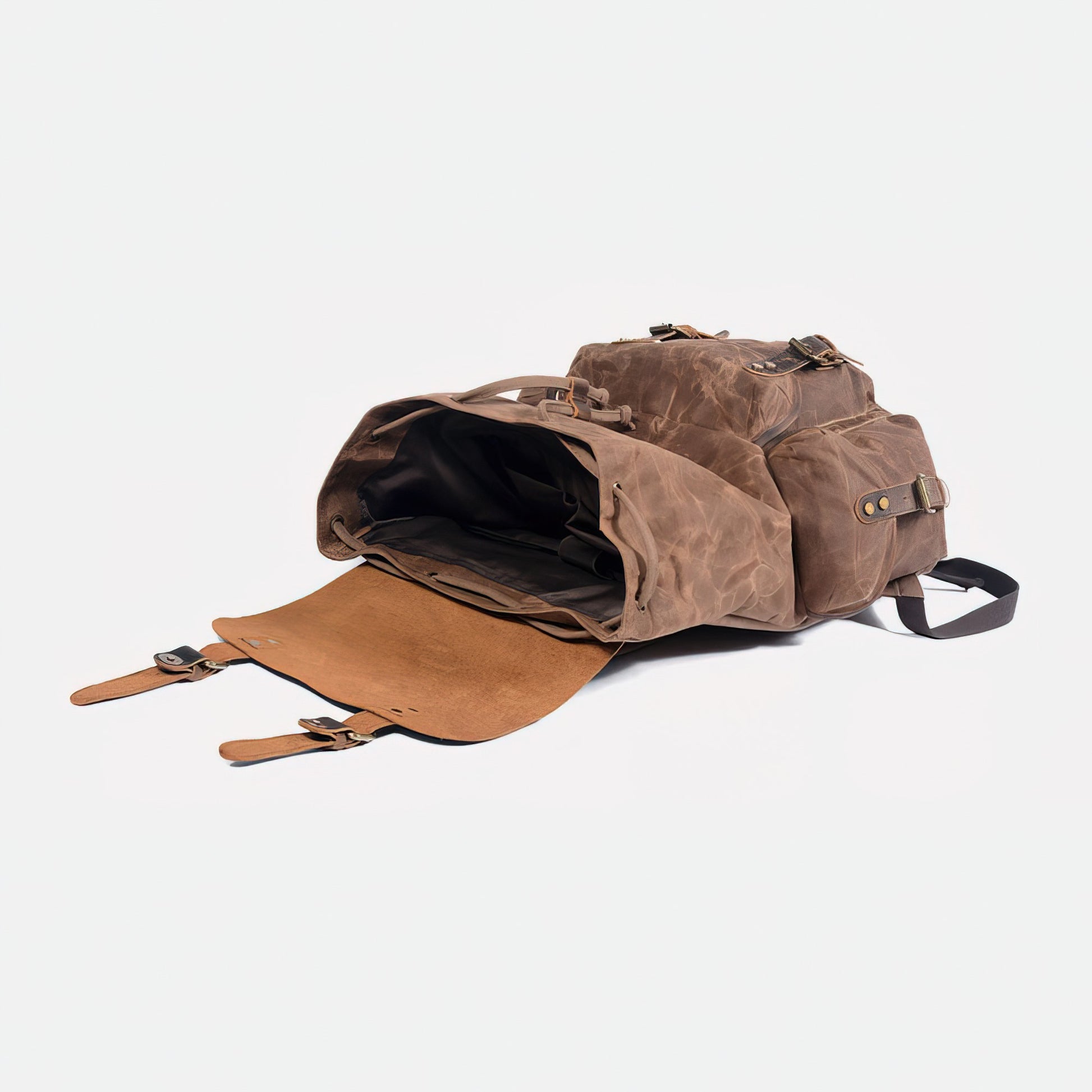 Canvas Backpack - Canvas Leather Backpack Rucksack 22L - Genuine Leather, Waxed Canvas, Large Capacity, With Laptop Compartment Canvas Backpack - Canvas Leather Backpack Rucksack 22L - Genuine Leather, Waxed Canvas, Large Capacity, With Laptop Compartment