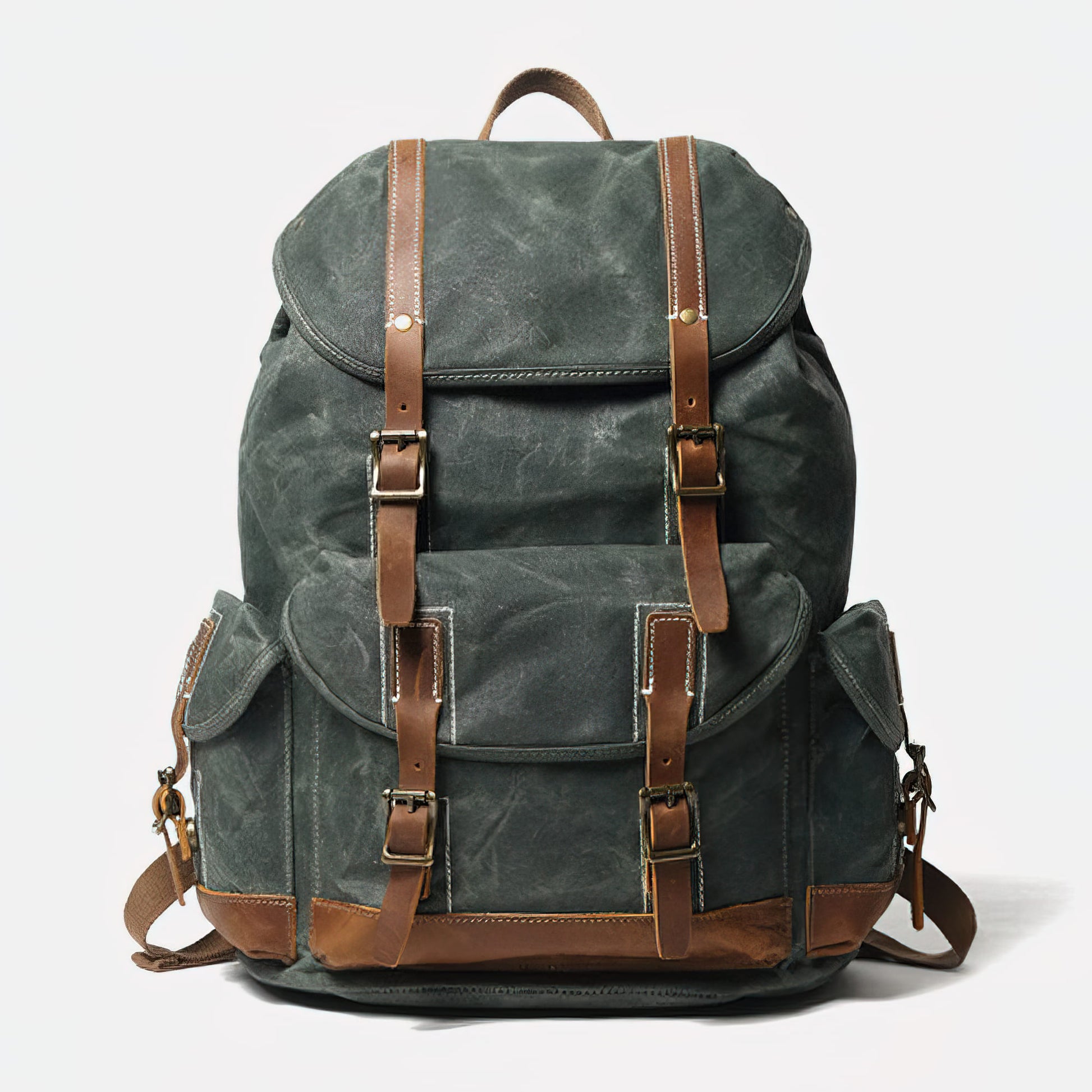 Vintage Waxed Canvas Backpack 28L - Large Capacity, Genuine Leather, Waterproof - Travel, Hiking, Bushcraft PaCanva Vintage Waxed Canvas Backpack 28L - Large Capacity, Genuine Leather, Waterproof - Travel, Hiking, Bushcraft PaCanva