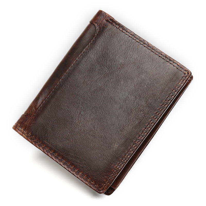 Genuine Leather Bifold RFID Wallet With Flip ID
