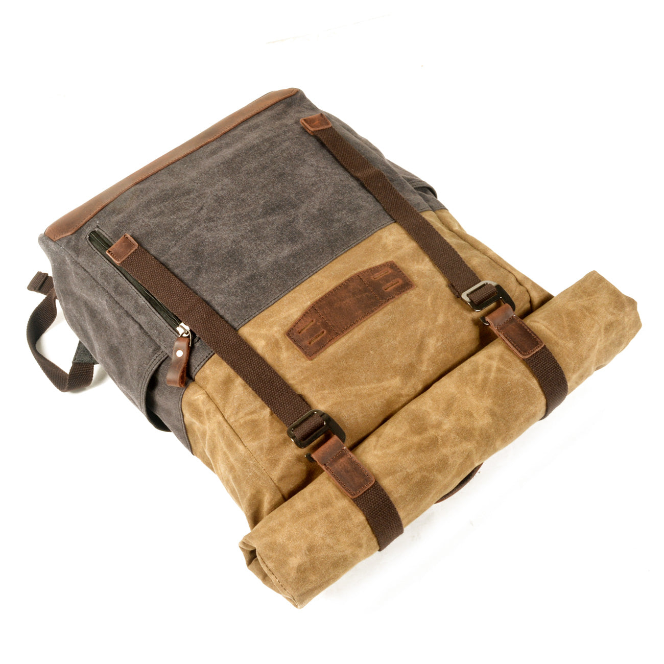 Waxed Canvas Vintage Roll Top Backpack 18L